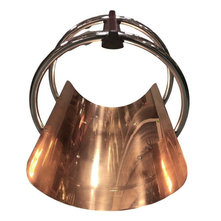 Art Deco Fireplace Log Holder Chrome and Copper by Leslie Beaton for Revere - 5