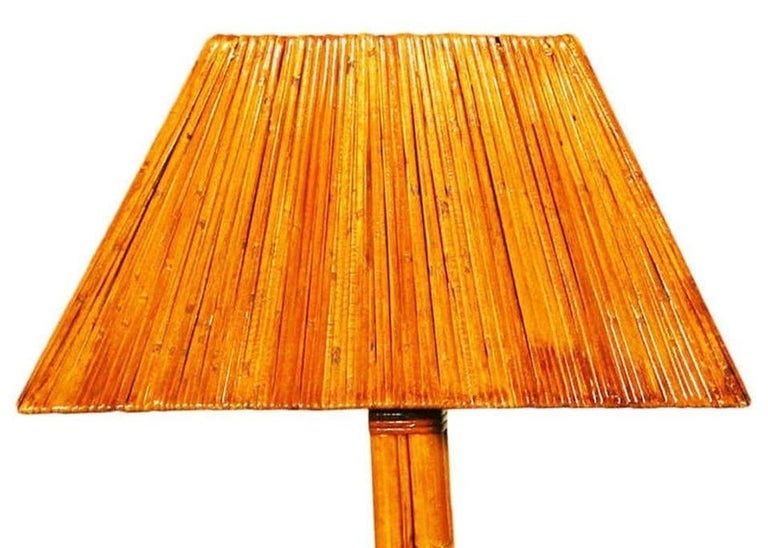 Restored Rattan Lamps with Rare Split Rattan Lamp Shade, Pair - 4