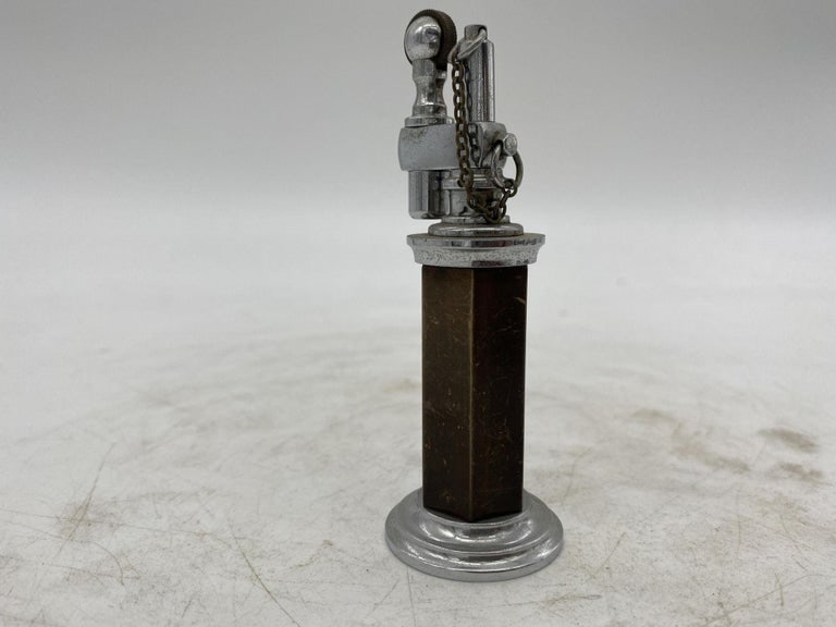 Green and Silver "Column" Petrol Table Chain Lighter by Daltis - 6