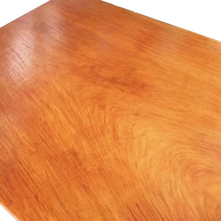 Restored Stacked Rattan Double Mahogany Pedestal Dining Table - 7