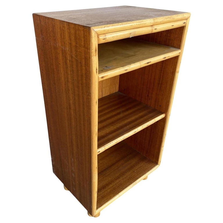 Restored Mahogany Bedside Table with Rattan Border (1 of 9)
