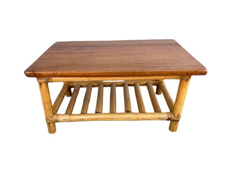 Restored Child Size Floating "Ladder" Rattan Coffee & Side Table Set - 5