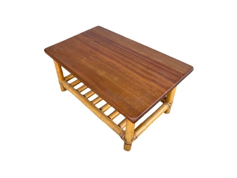 Restored Child Size Floating "Ladder" Rattan Coffee & Side Table Set - 6
