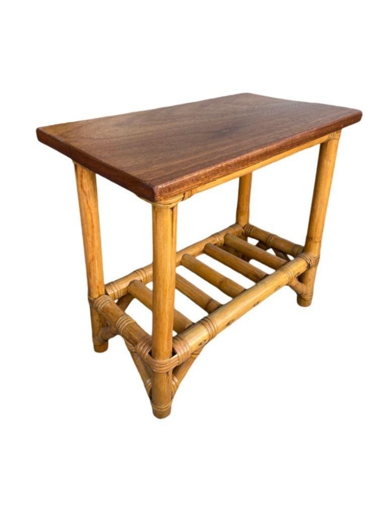 Restored Child Size Floating "Ladder" Rattan Coffee & Side Table Set - 8