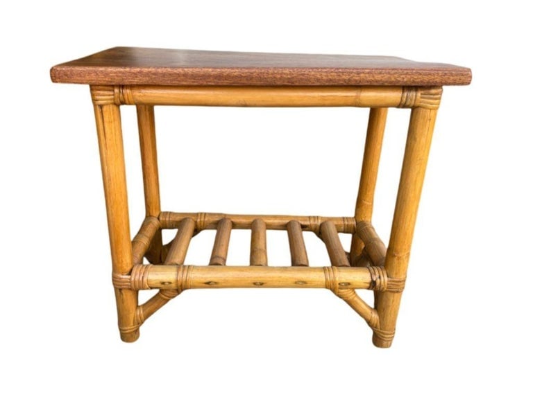Restored Child Size Floating "Ladder" Rattan Coffee & Side Table Set - 9
