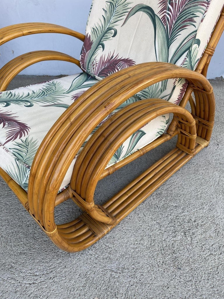 Restored Double Half Moon Rattan Four-Strand Lounge Chair - 10
