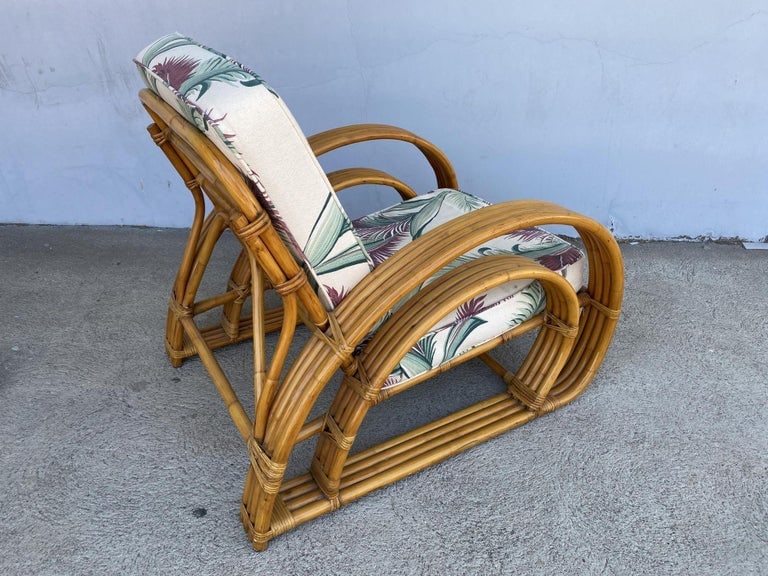 Restored Double Half Moon Rattan Four-Strand Lounge Chair - 7