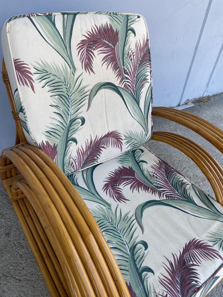 Restored Double Half Moon Rattan Four-Strand Lounge Chair - 9