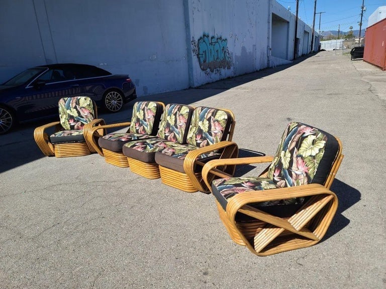 Restored Six-Strand Square Stacked Rattan Lounge Sofa Living room Set - 13
