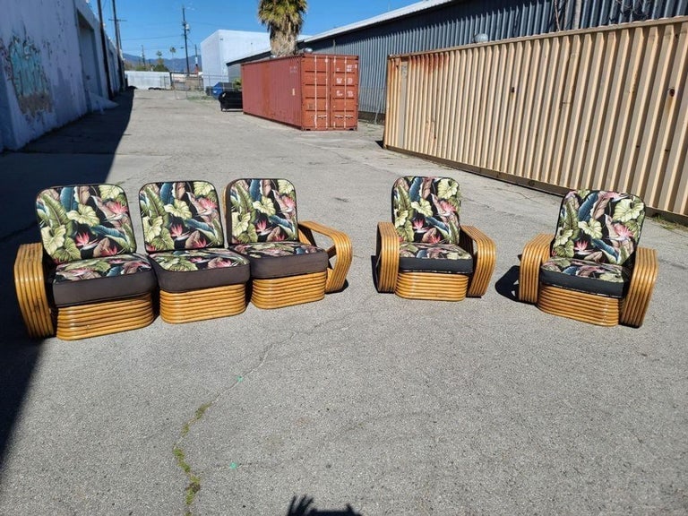Restored Six-Strand Square Stacked Rattan Lounge Sofa Living room Set - 4
