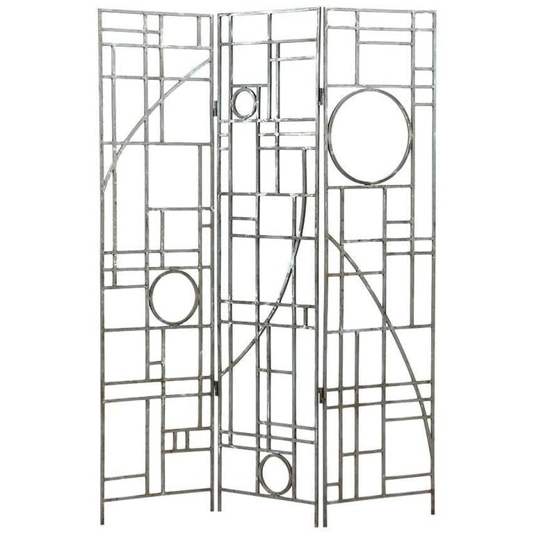 Post Modern Copper Tone Geometric Folding Room Divider by Robert Sonneman - 3