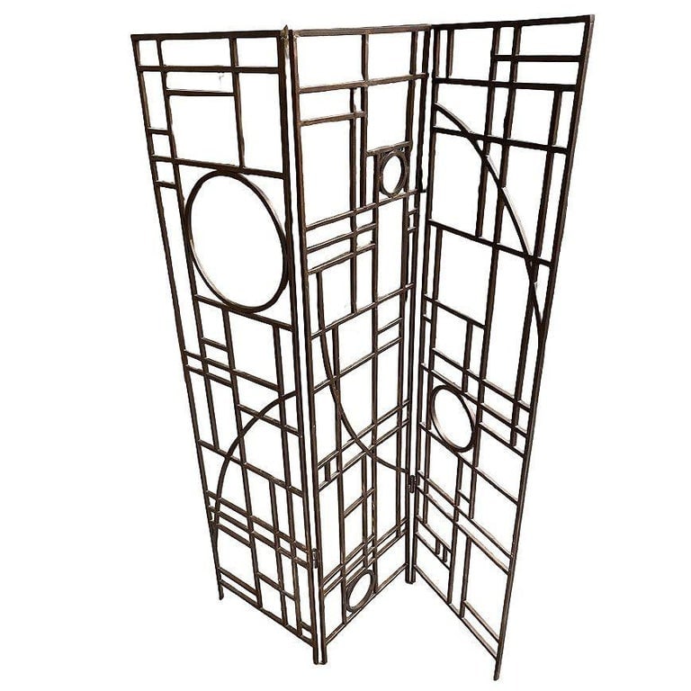 Post Modern Copper Tone Geometric Folding Room Divider by Robert Sonneman - 4