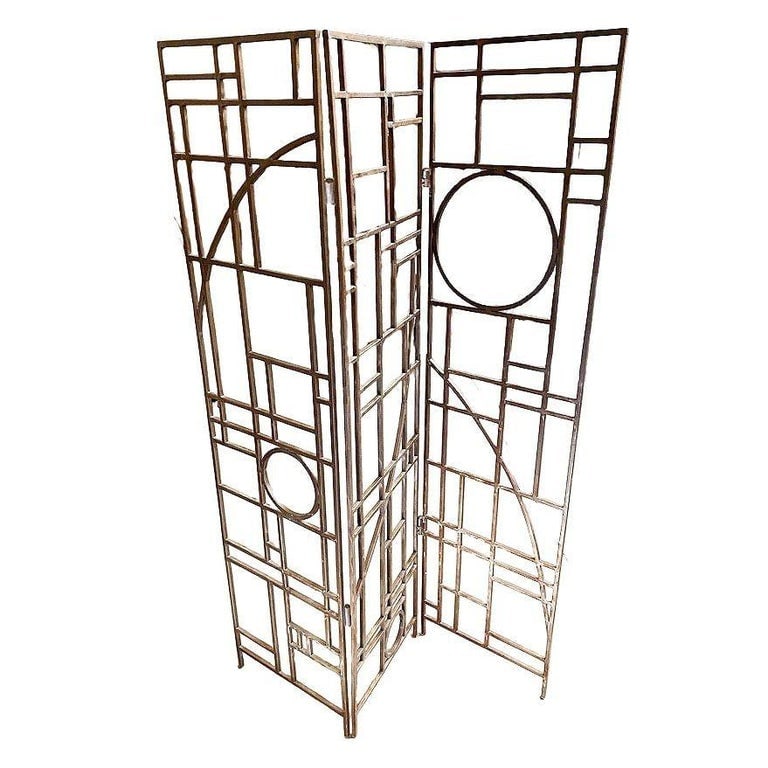 Post Modern Copper Tone Geometric Folding Room Divider by Robert Sonneman - 6