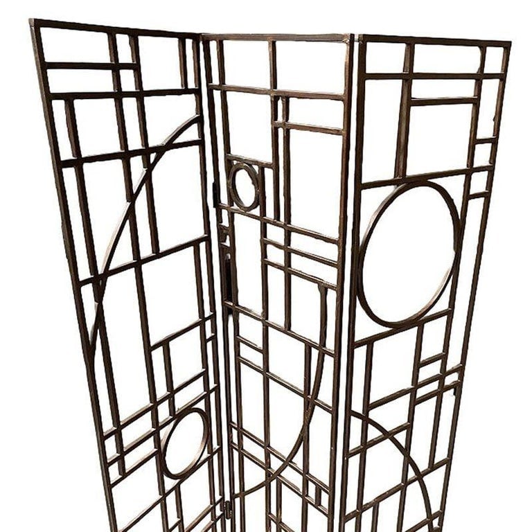 Post Modern Copper Tone Geometric Folding Room Divider by Robert Sonneman - 7