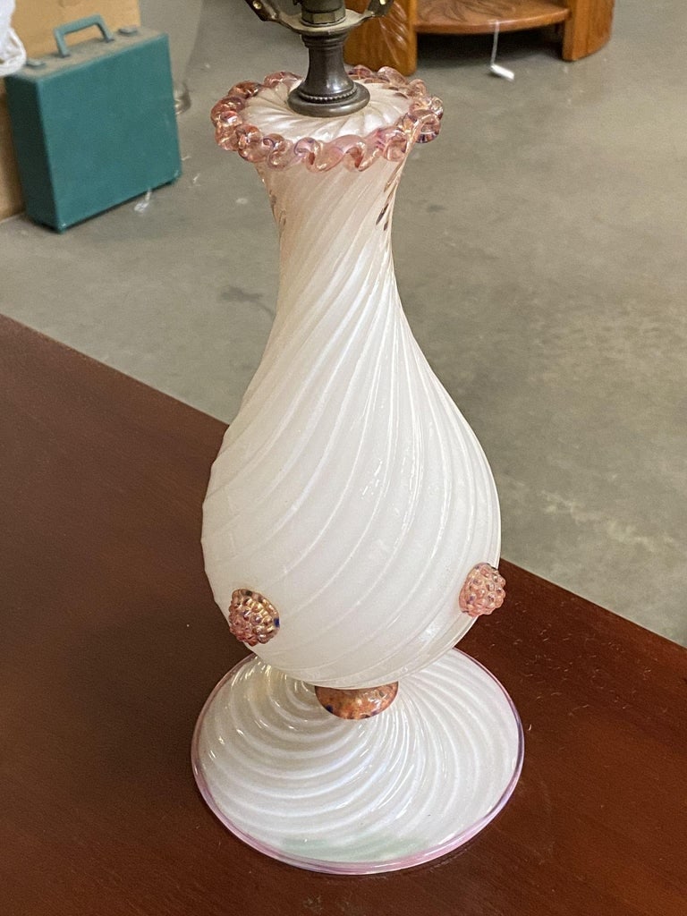 Pink Twist Barovier Murano Art Glass Table Lamp - 4