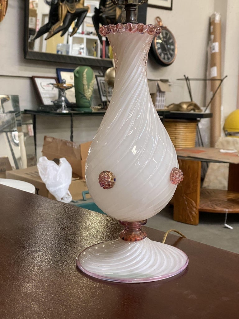 Pink Twist Barovier Murano Art Glass Table Lamp - 5