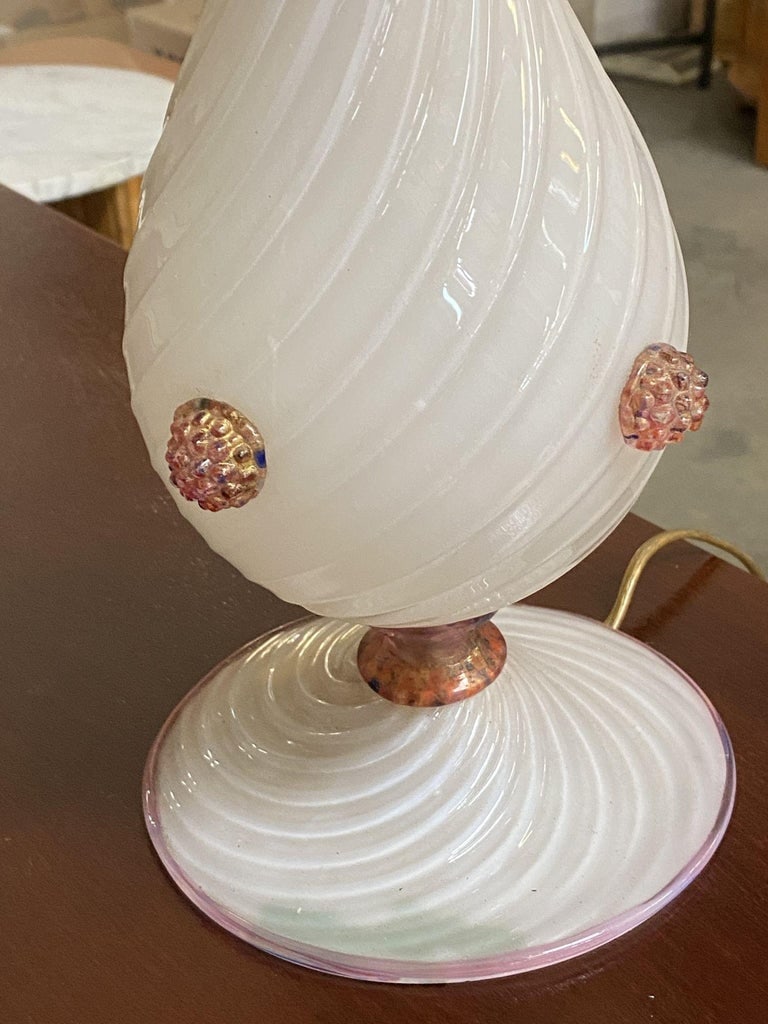 Pink Twist Barovier Murano Art Glass Table Lamp - 6