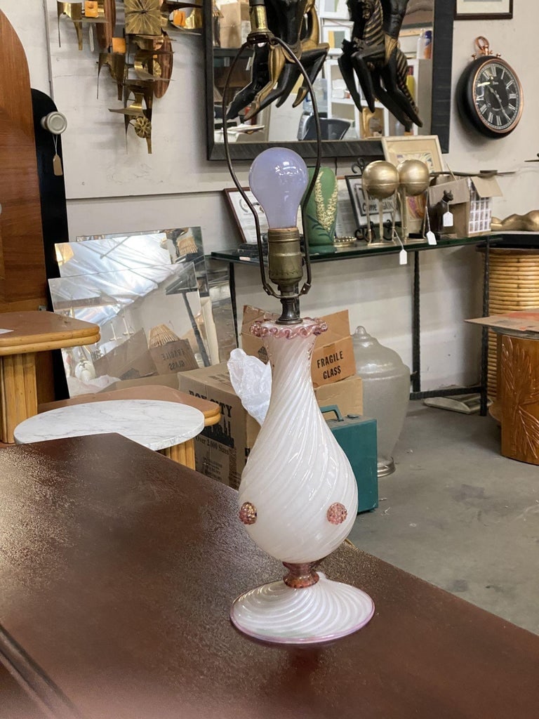 Pink Twist Barovier Murano Art Glass Table Lamp - 8
