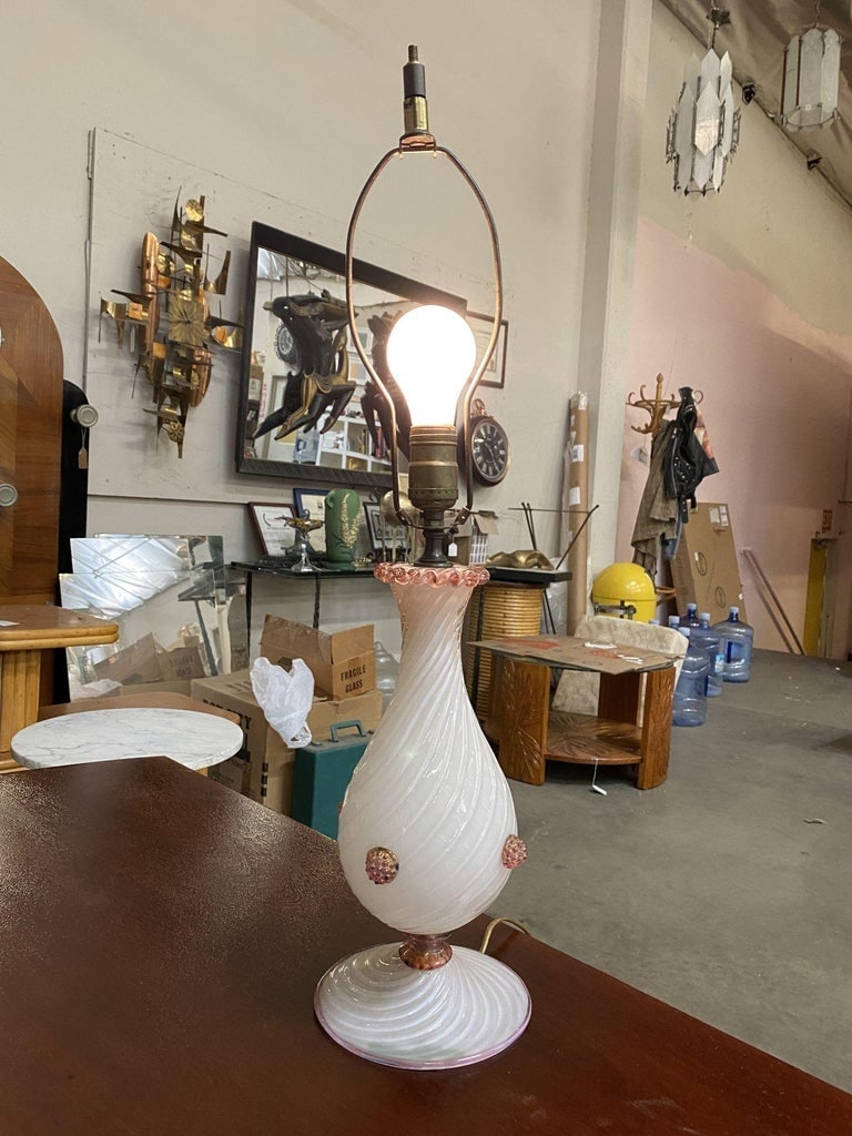 Pink Twist Barovier Murano Art Glass Table Lamp - 9