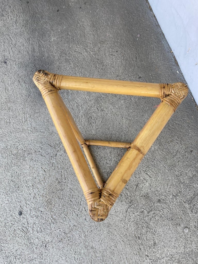 Restored 3-Point Rattan Single-Strand Plant Stand - 7