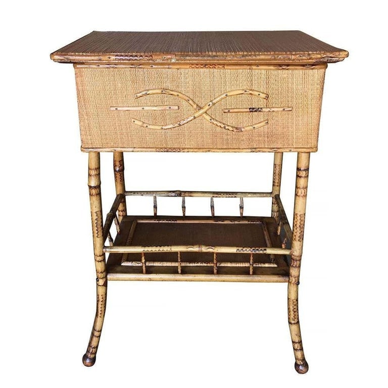 Restored Aesthetic Movement Tiger Tortoise Bamboo Linen Pedestal Trunk - 3