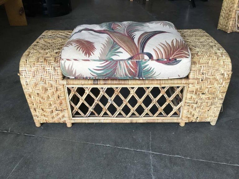 Restored Woven Wicker "Peacock" Throne Lounge Chair w/ Matching Ottoman - 12