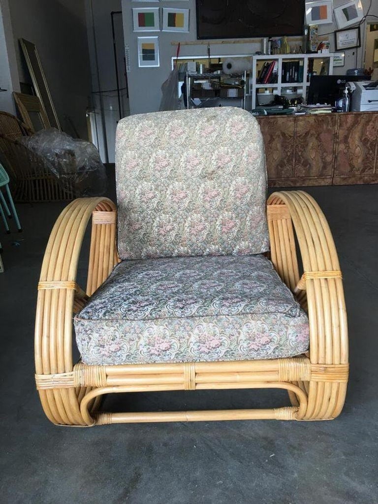 Restored Five-Strand Round Full Pretzel Rattan Lounge Chair - 3