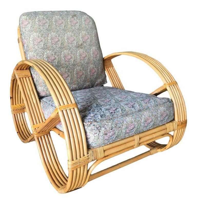 Restored Five-Strand Round Full Pretzel Rattan Lounge Chair - 4