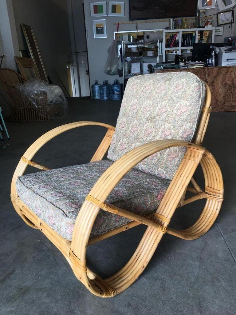 Restored Five-Strand Round Full Pretzel Rattan Lounge Chair - 5