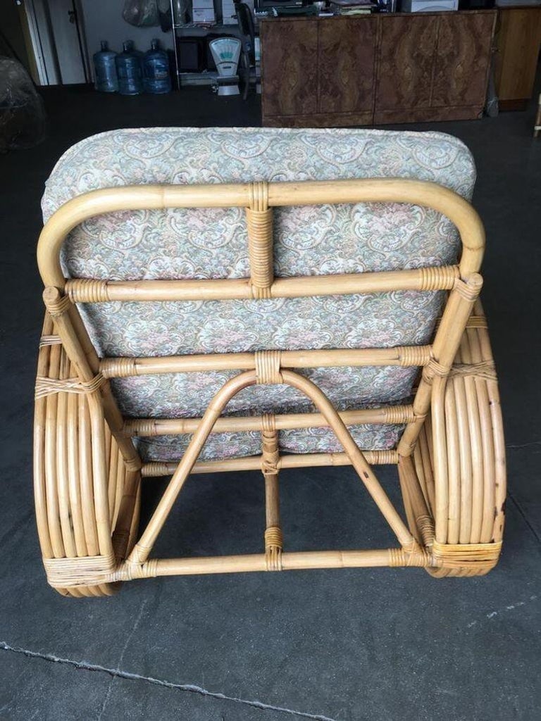 Restored Five-Strand Round Full Pretzel Rattan Lounge Chair - 8