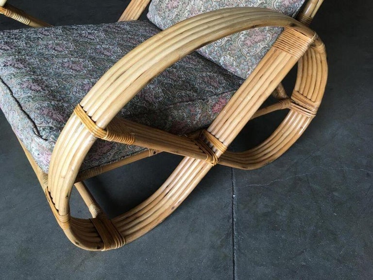 Restored Five-Strand Round Full Pretzel Rattan Lounge Chair - 9