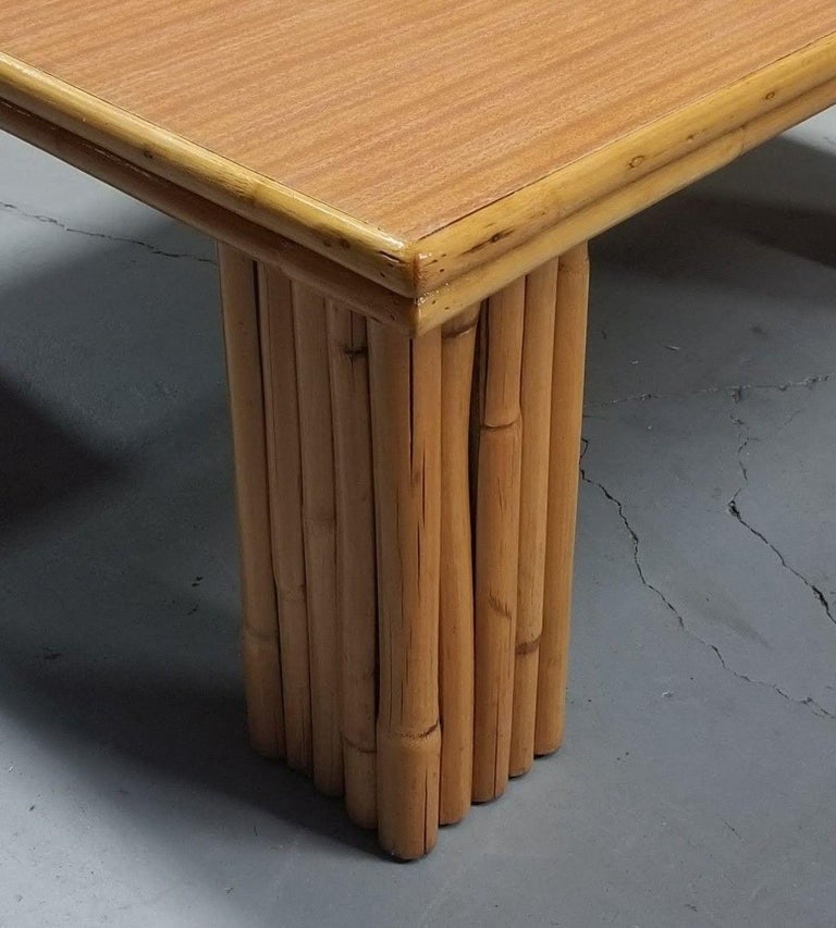 Restored 3' Foot Wide Rattan Coffee Table W/ Formica Top - 3