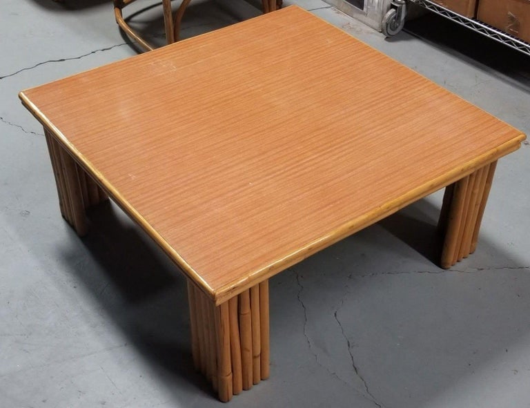 Restored 3' Foot Wide Rattan Coffee Table W/ Formica Top - 5
