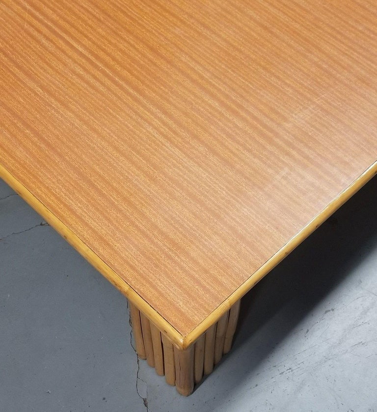 Restored 3' Foot Wide Rattan Coffee Table W/ Formica Top - 6