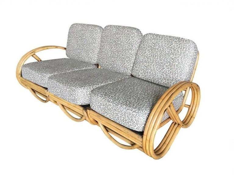 Restored 3/4 3 Strand Round Pretzel Rattan Sectional Sofa - 4