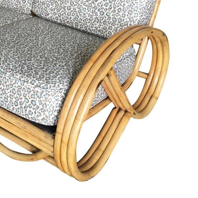 Restored 3/4 3 Strand Round Pretzel Rattan Sectional Sofa - 6