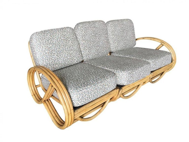 Restored 3/4 3 Strand Round Pretzel Rattan Sectional Sofa - 7