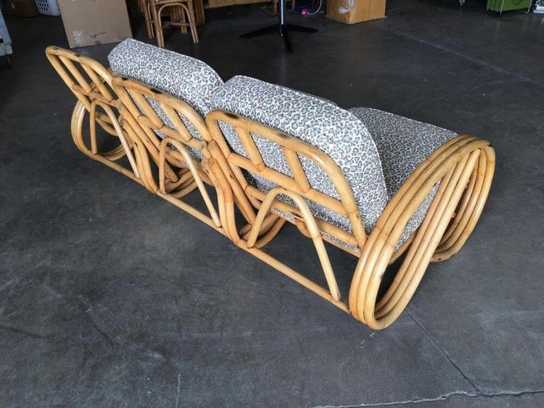 Restored 3/4 3 Strand Round Pretzel Rattan Sectional Sofa - 8