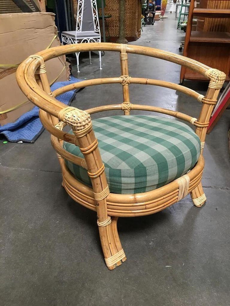 Restored Rattan Barrel Armchair w/ Skeleton Arms, Set of 5 - 3