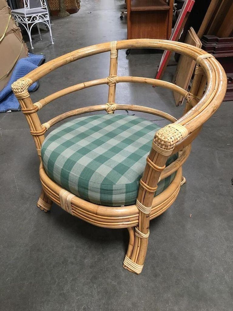 Restored Rattan Barrel Armchair w/ Skeleton Arms, Set of 5 - 5