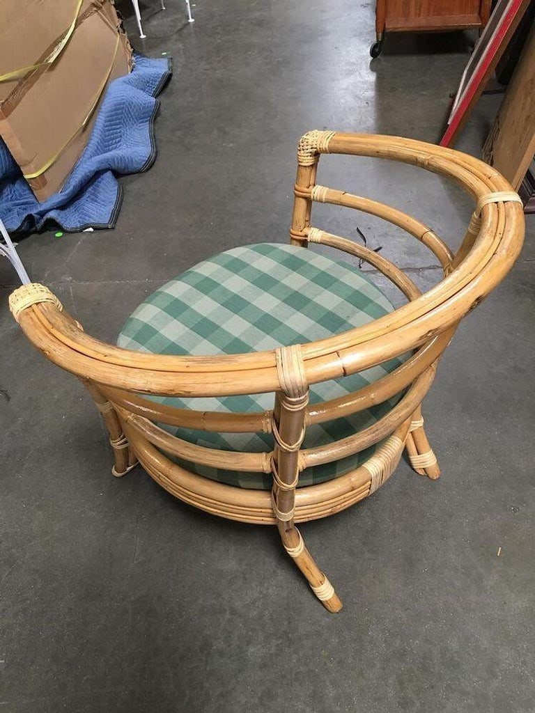 Restored Rattan Barrel Armchair w/ Skeleton Arms, Set of 5 - 6