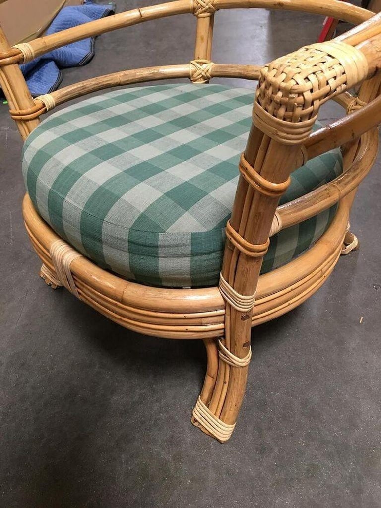 Restored Rattan Barrel Armchair w/ Skeleton Arms, Set of 5 - 7
