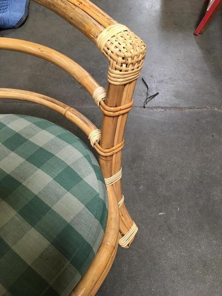 Restored Rattan Barrel Armchair w/ Skeleton Arms, Set of 5 - 8