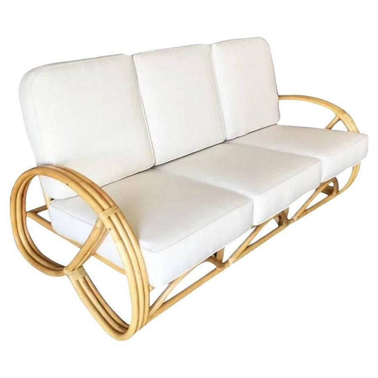 Restored Three-strand 3/4 Pretzel Arm Rattan 3-Seater Sofa - 2