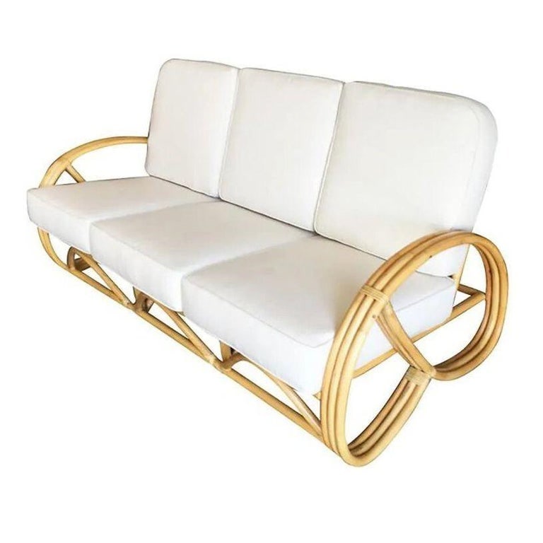 Restored Three-strand 3/4 Pretzel Arm Rattan 3-Seater Sofa - 3