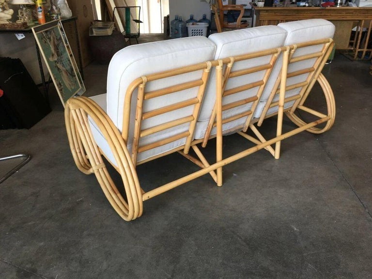 Restored Three-strand 3/4 Pretzel Arm Rattan 3-Seater Sofa - 5