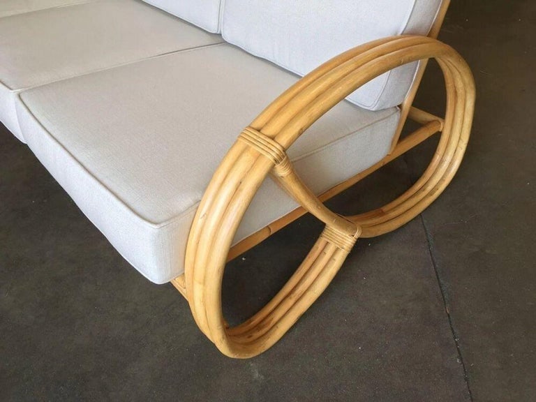 Restored Three-strand 3/4 Pretzel Arm Rattan 3-Seater Sofa - 7