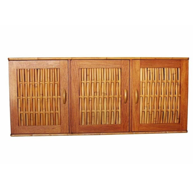 Restored Rattan & Mahogany Table/Chairs Dining Set with Sideboard - 7