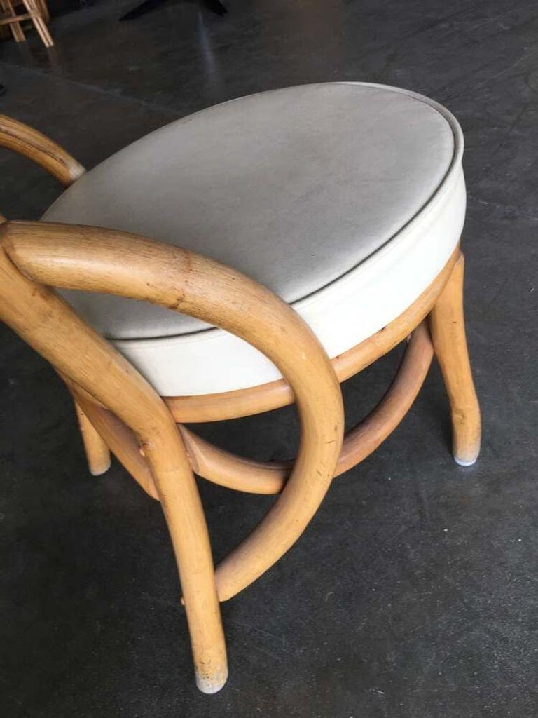 Restored Rattan Dining Side Chair w/ Round Wicker Seat, Set of Six - 10