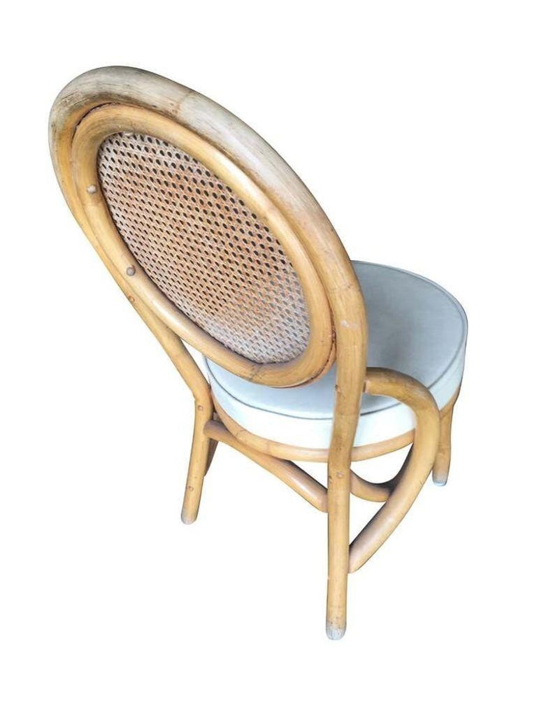 Restored Rattan Dining Side Chair w/ Round Wicker Seat, Set of Six - 5